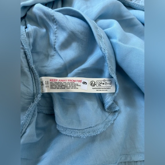 FREE PEOPLE MARINA MINI DRESS BLUE BELL, SQUARE NECKLINE, CRISSCROSS BACK TIE XS - Picture 13 of 16